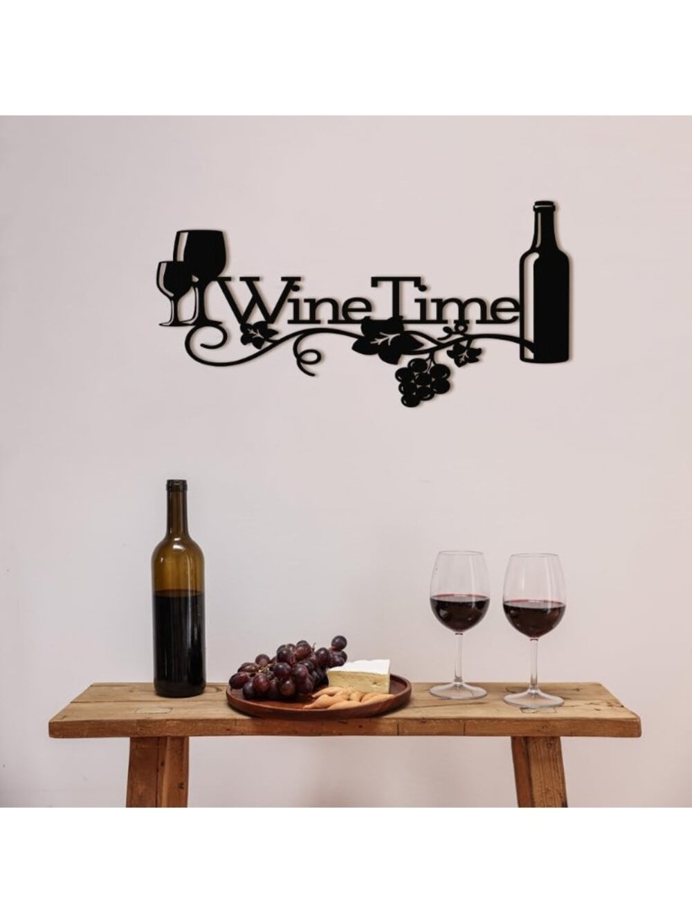 New Vino Wine Bar Metal Wall Art Sign 16x8in Black Vintage Farmhouse Decor